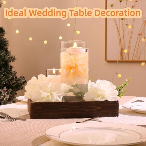 24 Pcs Floating Candles for Centerpieces and Floating Flowers Artificial Flowers Head Vase Filler for Party Home Table Wedding Centerpieces Decoration (Blue) in Kuwait