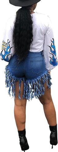 Jean Shorts for Women Frayed Raw Hem Ripped High Waisted Summer Denim Shorts in Saudi Arabia