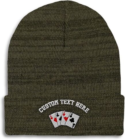 Beanies for Men Poker Cards لعبة تطريز البوكر القبعات الشتوية للنساء كاب جمجمة أكريليك 1 الحجم in Kuwait