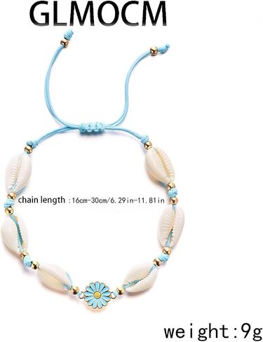 Boho Shell Bracelet for Women Adjustable Natural Cowrie Shell Bracelet Dainty Colour Daisy Flower Bracelet Handmade White Seashell Bracelet Summer Beach Jewelry for Women in Saudi Arabia