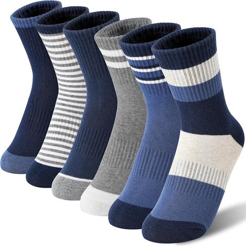 MOGGEI Boys Kids Girls Athletic Socks Basketball Sport Youth Crew Cotton Breathable Outdoor Socks 6 Pairs in Kuwait