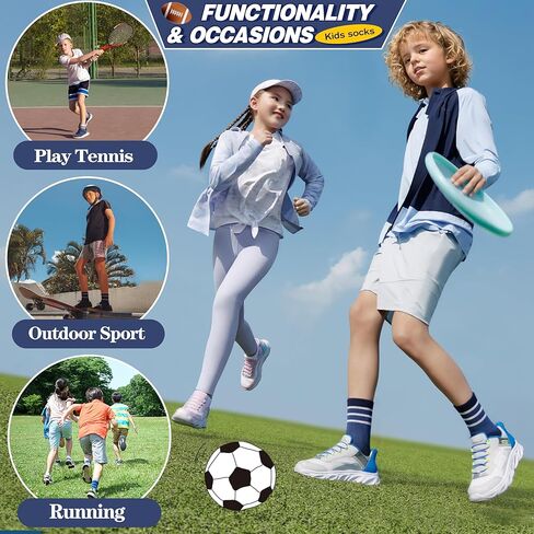 MOGGEI Boys Kids Girls Athletic Socks Basketball Sport Youth Crew Cotton Breathable Outdoor Socks 6 Pairs in Kuwait