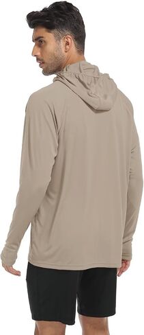 Mens Long Sleeve Sun Shirt with Hood Mask UPF SPF UV Protection for Hiking Fishing Kayaking Summer Outdoor Activities in Kuwait