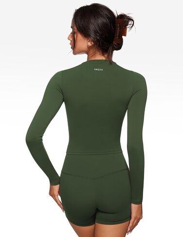 المرأة طويلة الأكمام عالية الجولة محصول المحاصيل محصول اليوغا تمرينات رفيعة احتواء على قمم رياضة اليوغا غير الرسمية in Kuwait