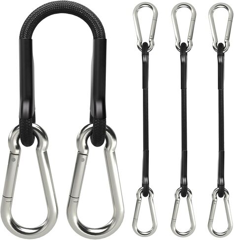 sprookber 8 Inch Bungee Cords with Stainless Steel Carabiner, Heavy Duty Strong Bungee Cords for Camping, Tarps, Bike Rack, Hand Carts etc, Set of 4 in Kuwait