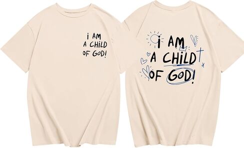 KEEVICI Cute I Am A Child of God Shirt Girls Graphic Tees Christian T Shirts for Kids Jesus Religious Faith Cotton Summer Top in Kuwait