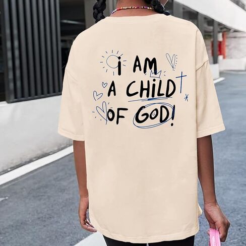 KEEVICI Cute I Am A Child of God Shirt Girls Graphic Tees Christian T Shirts for Kids Jesus Religious Faith Cotton Summer Top in Kuwait