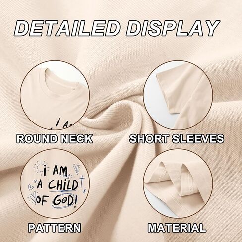 KEEVICI Cute I Am A Child of God Shirt Girls Graphic Tees Christian T Shirts for Kids Jesus Religious Faith Cotton Summer Top in Kuwait