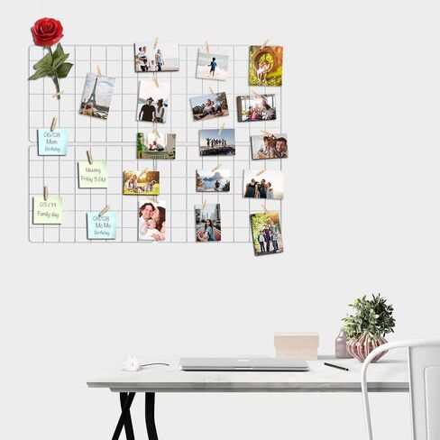 Wire Wall Grid Panel for Photo Display, DIY Iron Picture Frames Collage For Hanging Wall Decor, Foldable Multi Pictures Organizer with 12 Clips, 28'' X 22'' Inch.(2 Pack) in Saudi Arabia
