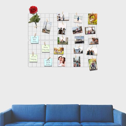 Wire Wall Grid Panel for Photo Display, DIY Iron Picture Frames Collage For Hanging Wall Decor, Foldable Multi Pictures Organizer with 12 Clips, 28'' X 22'' Inch.(2 Pack) in Saudi Arabia