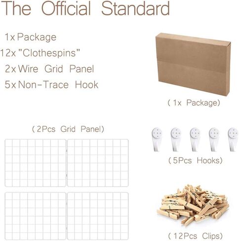 Wire Wall Grid Panel for Photo Display, DIY Iron Picture Frames Collage For Hanging Wall Decor, Foldable Multi Pictures Organizer with 12 Clips, 28'' X 22'' Inch.(2 Pack) in Saudi Arabia