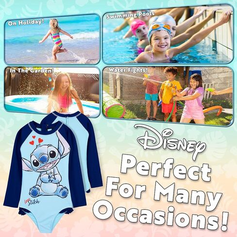 Disney Girls One Piece Swimsuit, Long Sleeve Swimming - Girls Gifts in Saudi Arabia