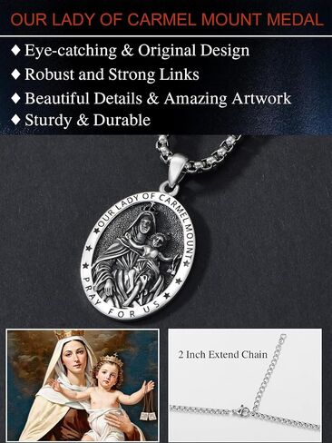 Seiyang Saint Necklace 925 Sterling Silver Patron Amulet Medal Jewelry for Men Women (with Gift Box) in Kuwait
