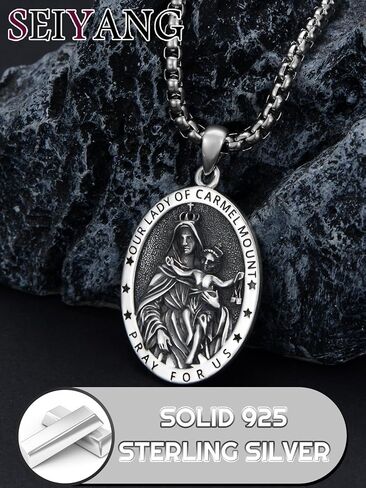 Seiyang Saint Necklace 925 Sterling Silver Patron Amulet Medal Jewelry for Men Women (with Gift Box) in Kuwait