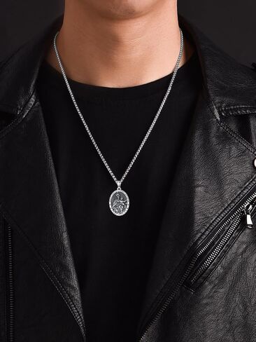 Seiyang Saint Necklace 925 Sterling Silver Patron Amulet Medal Jewelry for Men Women (with Gift Box) in Kuwait
