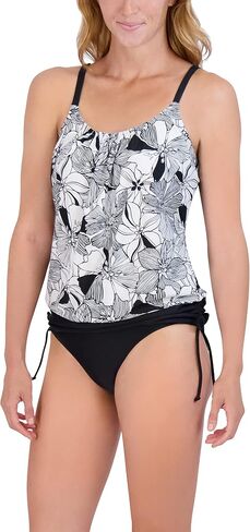 Stella Parker Women's Standard Three Tiered Tankini Tummy Control Quick Dry Removable Cup Adjustable Strap Swimsuit Set in Kuwait