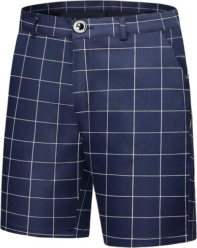 Lars Amadeus Men's Summer Plaid Shorts Slim Fit Flat Front Dress Checked Short Pants in Saudi Arabia