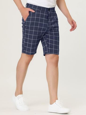 Lars Amadeus Men's Summer Plaid Shorts Slim Fit Flat Front Dress Checked Short Pants in Saudi Arabia