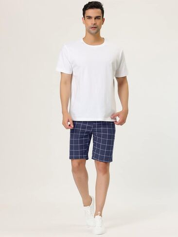 Lars Amadeus Men's Summer Plaid Shorts Slim Fit Flat Front Dress Checked Short Pants in Saudi Arabia