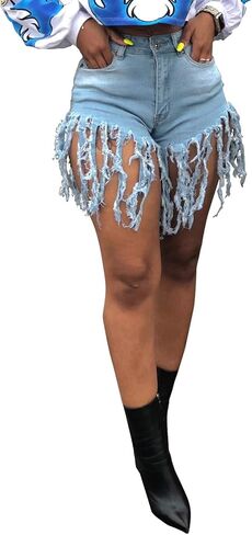 Jean Shorts for Women Frayed Raw Hem Ripped High Waisted Summer Denim Shorts in Saudi Arabia