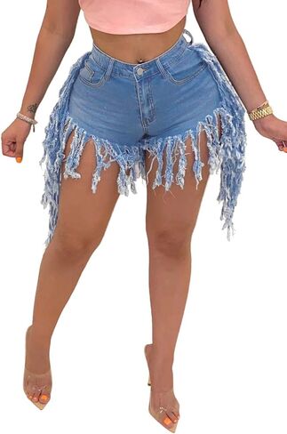 شورت جان للنساء المتوترة تنحنح الخام المزدحمة بخصر الصيف شورتات الصيف in Kuwait