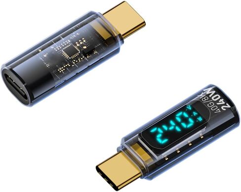 2 قطعة محول USB C بقوة 240 وات، محول تمديد USB C ذكر إلى USB C أنثى من النوع C مع شاشة رقمية متوافقة مع iPad Pro iPhone 15 Pro Max MacBook Laptop جميع كابلات USB C (أسود) in Saudi Arabia