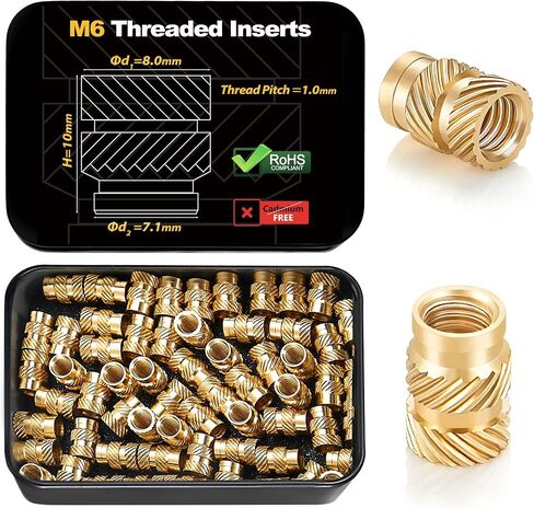 200Pcs M2 Threaded Inserts for 3D Printing Components,M2*3 * 3 Metric Brass Knurled Nuts, Insert by Heat into Plastic Parts in Kuwait