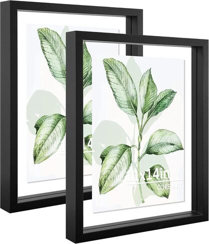 Core Art 8x10 إطار الصورة العائمة ، إطار عائم مزدوج للضفيرة لصور 5 × 7،4x6 ، شاشة الجدار أو الطاولة ، أسود in Kuwait