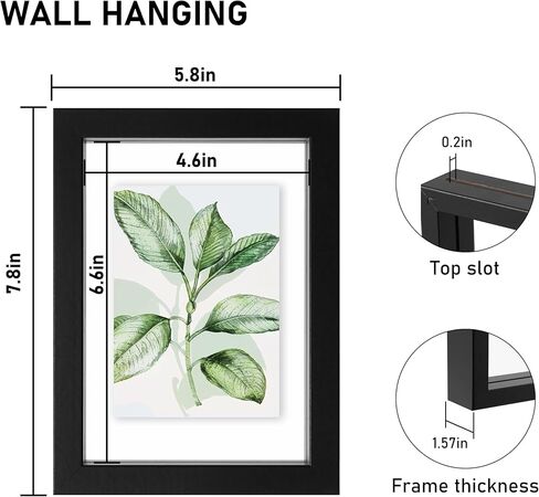 CORE ART 8x10 Floating Picture Frame,Double Plexglass Floating Frame for 5x7,4x6 Pictures,Wall or Tabletop Display,Black in Kuwait