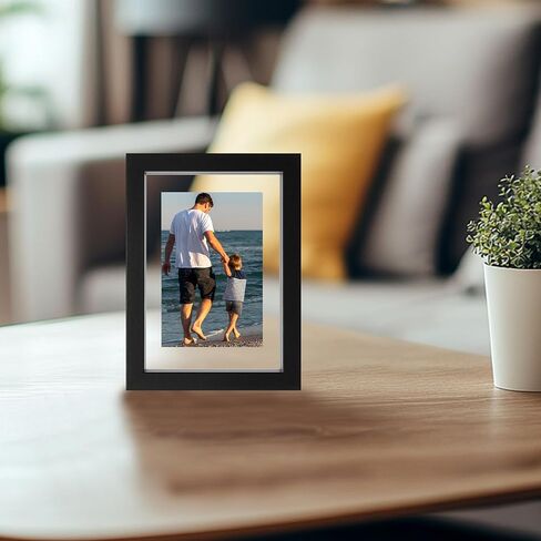 CORE ART 8x10 Floating Picture Frame,Double Plexglass Floating Frame for 5x7,4x6 Pictures,Wall or Tabletop Display,Black in Kuwait