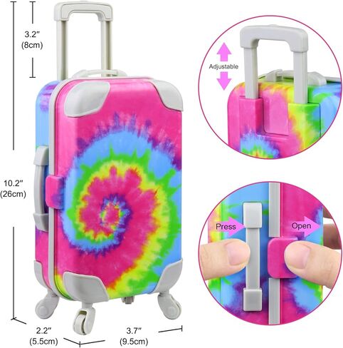 Ecore Fun 18 Inch Girl Doll Accessories Suitcase Travel Luggage Set with Carrier Storage,Clothes, Skirt,Shoes,Cross-Body Bag,Hair Hoop,Cellphone,Panel Computer(No Doll) in Saudi Arabia