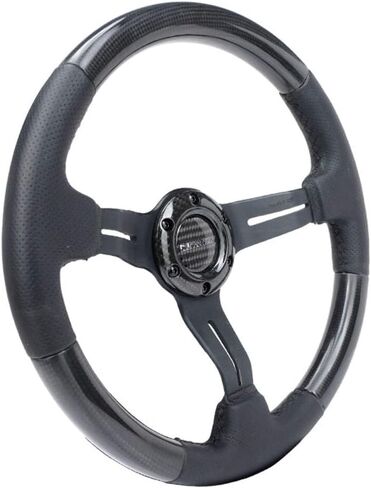 NRG Innovations NRG-ST-310CFRS Carbon Fiber Steering Wheel, 315mm with Red Stitching, Perforated Leather Trim in Saudi Arabia