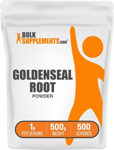 BulkSupplements.com Goldenseal Root Powder - Herbal Supplement Powder, Sourced from Golden Seal Root - Gluten Free - 1000mg per Serving, 500g (1.1 lbs), (Pack of 1) in Saudi Arabia