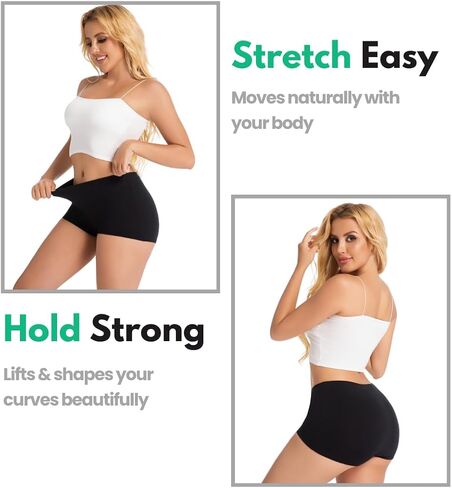 Women's Boy Shorts Panties Ladies Cotton Underwear High Waisted Underpants (2Pack) in Kuwait