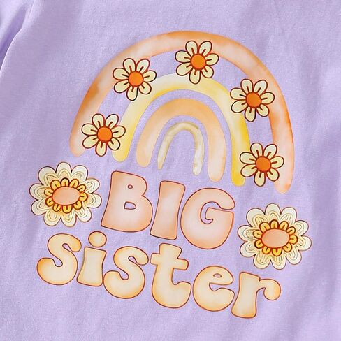 Little Girl Shirts Big Sister Tee Shirt Top Summer Short Sleeve Clothes 2-7 Years in Kuwait