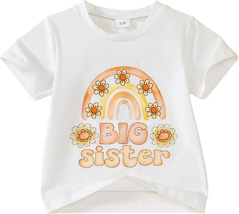 Little Girl Shirts Big Sister Tee Shirt Top Summer Short Sleeve Clothes 2-7 Years in Kuwait