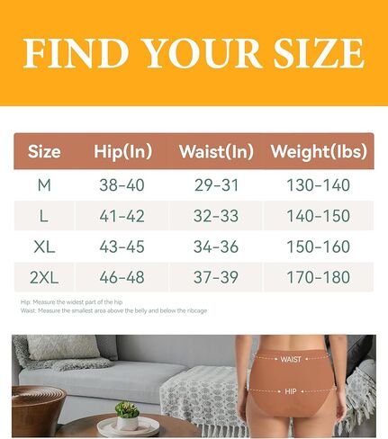 Incontinence Underwear for Women Washable Bladder Leak Protection Postpartum Surgery Recovery Panties 56ml Absorbency 1 Pack (Skin, L) in Kuwait