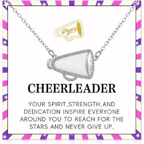 Cheer Necklace,Cheerleader Gifts,Cheerleader Necklace for Girls,Cheerleading Gifts,Cheerleading CoachGifts,CheerGifts for Daughter Granddaughter Coach,Cheer TeamGifts with Inspirational Card