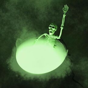 Witches Full 9" Cauldron with Skeleton Sauna and Green Fogger (w/Color Options) | Great for Halloween Decor, Parties, Trick or Treat Candy Bucket - 9 Inch Diameter Kettle Includes Chain Handle