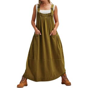 Yeokou Womens Comple Dress Cotton Barrel Midi Travel Dress Vress