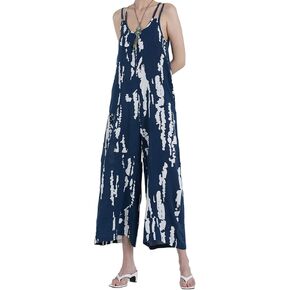 Noflik Casual Boho Short Sleeve Belesuits Wide Leg for Women with Mobicts