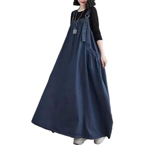 Womens Denim Pullover Casual Loose Baggy Sleeveless Y2K Jumper Dress Adjustable Strap Denim Dress with Pockets