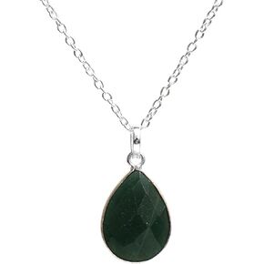 Gempires Lightweight Teardrop Crystal Pendant Necklace Handmade Gemstone Bezel Jewelry Hypoallergenic Unique Everyday Wear Jewelry For Womens 18- Inch Adjustable Chain