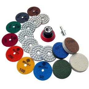 11 Packs 6 Inch Diamond Polishing Pads with 5/8"-11 Backer Pad 9 PCS Wet/Dry Polish Pad Kit for Drill Grinder Polisher 50-10000 Grit Pads for Marble Tile Quartz Granite Concrete Countertop