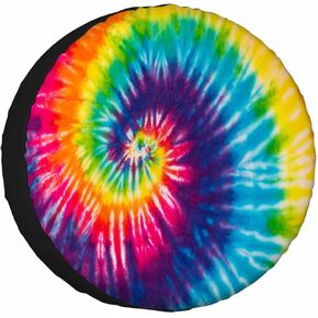 TIE صبغ TIPE الإطارات الإطارات الملونة DELSEDELIC RAINBOW ملونة ملونة النمط تصميم الفن العجلة أغطية العجلات لإطارات RV Camper Tyre Case For Trainer RV SUV Truck Travel Trailer 15 in