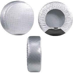 Tire Covers 2 Pack,Durable Aluminum Film Material - Tough Tire Wheel Protector for Truck, SUV, Trailer, Camper, RV - Universal. (Silvery, （Fits Tire Diameters30-32）)