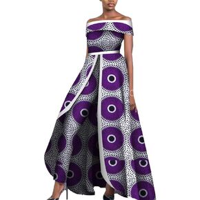 BAZINRICHE African Design Off The Shoulder Stylish Women's Sleeveless Top Overalls Pants Set
