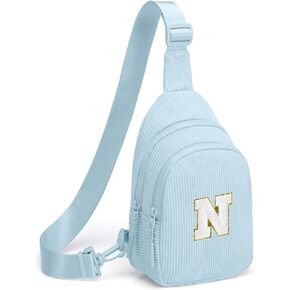 Small Corduroy Sling Bag Initial Crossbody Bag Fanny Pack for Girls Personalized Birthday Gifts for Teen Girls Gifts