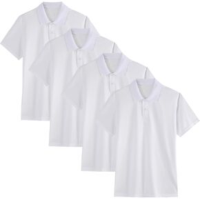 4 Pack Boys Youth Kids Polo Shirt Mesh Athletic Quick Dry Short Sleeve Golf Shirt Moisture Wicking Active Tops(Age 5-16)