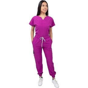 Kolorum Scrubs - مجموعة فرك الأرجواني الجراحية - TOP -NECK ، سروال عرقلة